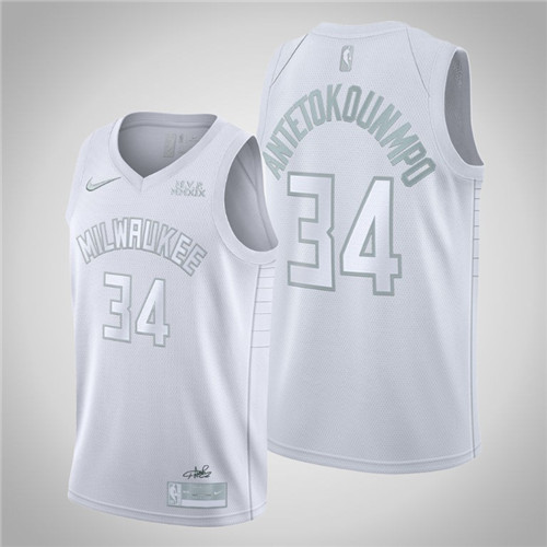 Men's Milwaukee Bucks #34 Giannis Antetokounmpo MVP White NBA Stitched Jersey